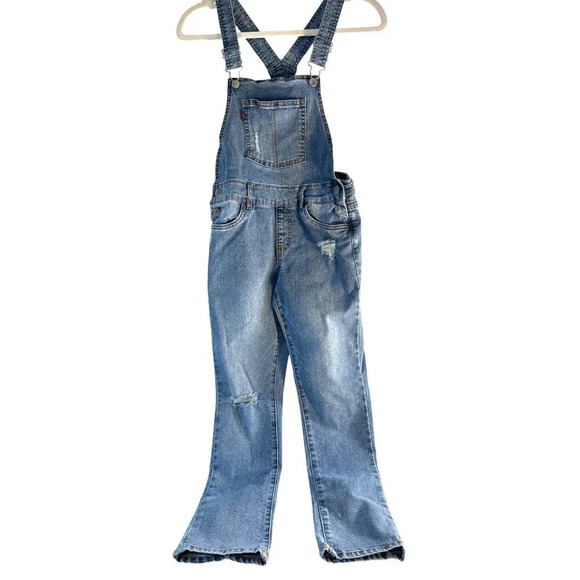 Levi's Other - Levi’s Girls Jean Bid Overalls Med Wash Distressed Size 10R